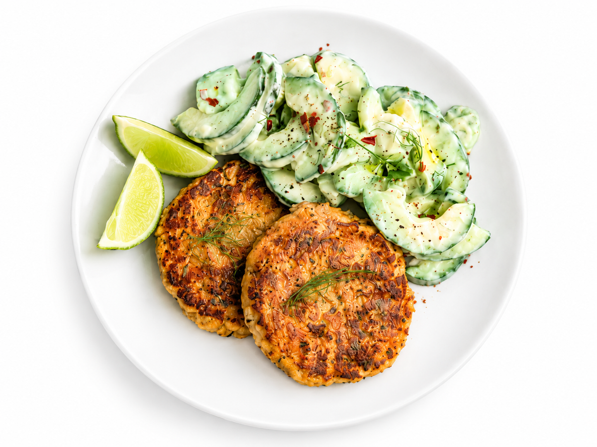 Fish Cake with Cucumber Salad